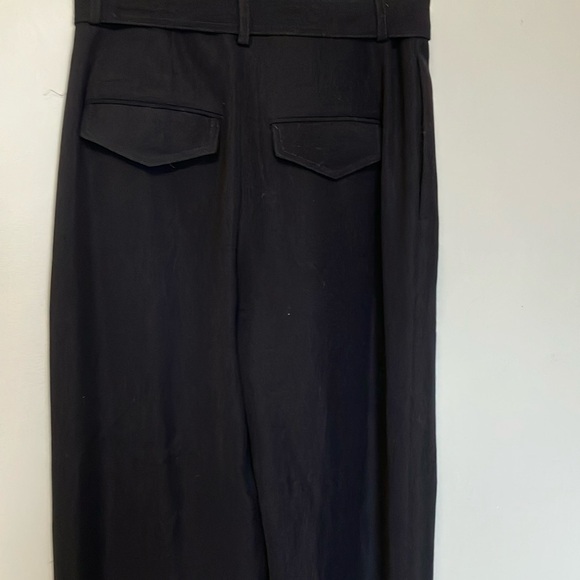 Vince Black Wide-Leg Pleated Very High Waisted Trousers Belted Pants - Picture 7 of 8